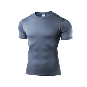 T-shirt de fitness et de compression pour hommes, haut à manches courtes, collants maigres, hauts de course pour le sport - Product Image 4
