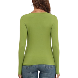 เสื้อยืดแขนยาวทรงเข้ารูป คอกลม ผลิตจากเส้นใยไผ่ เป็นมิตรต่อสิ่งแวดล้อม ระบายอากาศได้ดี แห้งเร็ว แฟชั่นสำหรับผู้หญิง - Product Image 2