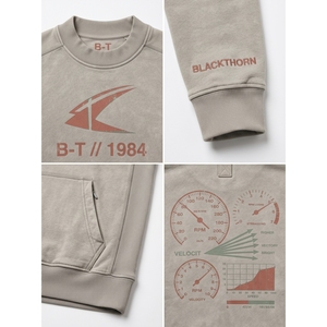 เสื้อฮู้ดดี้ผู้ชายทรงสลิมฟิต ผ้าฟลีซหนา 420 GSM ซักแบบวินเทจ น้ำหนัก 500 กรัม เหมาะสำหรับออกกำลังกายและสตรีทแวร์ สกรีนโลโก้แบบดิจิทัลด้านหน้า - Product Image 4