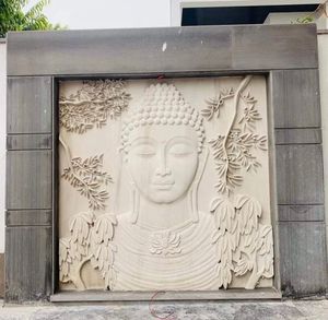 รูปปั้นพระพุทธรูปหินอ่อนสีขาวแขวนผนังรูปปั้นหินอ่อนตกแต่งบ้านภาพจิตรกรรมฝาผนังทำมือ - Product Image 5
