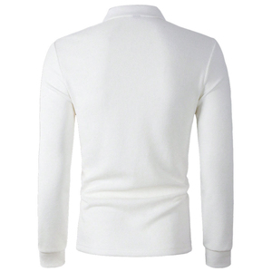 2025 Polos personalizados de manga larga con logotipo impreso, camiseta Polo 100% de algodón en blanco, Polo de manga larga para hombre, camisetas para hombre - Product Image 5