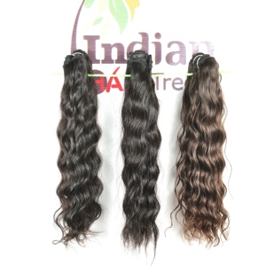 Extensiones de cabello humano crudo indio ondulado alineado con cutícula virgen 100% máquina negra doble trama 1B pelucas onda Natural Super Wave - Product Image 3