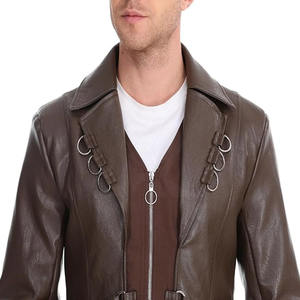 Abrigo Largo Informal de Invierno para Hombre, de Cuero Genuino Vintage, Impermeable, Transpirable y Cómodo, con Cuello Redondo - Product Image 5