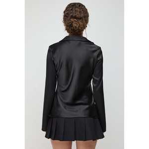 Blusa Casual de Satén para Mujer, con Detalle de Encaje en la Parte Delantera, Cuello Redondo, Manga Corta, 100% Poliéster, Tejido Transpirable de Punto, para Verano - Product Image 6