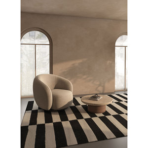 พรมขนสัตว์ทอมือลายทางสีเทาและสีดำแบบแบน รุ่นอัลฮัมบรา สำหรับห้องนั่งเล่น ห้องนอน วัยรุ่น-DW-176 - Product Image 5