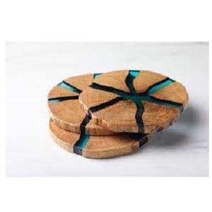 Exquisite Engraved Ocean Style Free Resin Bamboo Wood Coasters Personalized Gifts for Guests for <b>Beach</b> Wedding Favors Coasters - Product Image 4