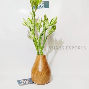 Jarrón de madera natural y maceta para centro de mesa, decoración de hogar y oficina, artesanía de jardín ligera y duradera ecológica - Product Image 2