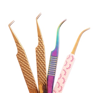 Ultra sharp points fiber tip stainless steel professional <b>tweezer</b> usable with light tension eyelash <b>tweezer</b> custom private label - Product Image 5