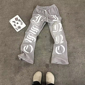 Pantalon et pantalon pour homme Pantalon de survêtement peint pour homme Lavé à l'acide 100% coton French Terry Vintage pantalon de jogging évasé - Product Image 1