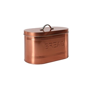 New Design Food Storage <b>Bin</b> Container Vintage Metal Copper Bread Storage Box With Lid Kitchen Storage Box - Product Image 4
