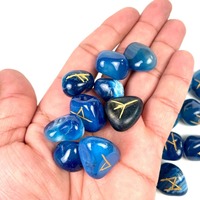 Ensemble de runes en agate bleue gravées à plat, best-seller, pierres de runes Elder pour débutants, divination, guérison spirituelle, cristal, pierre précieuse Feng Shui