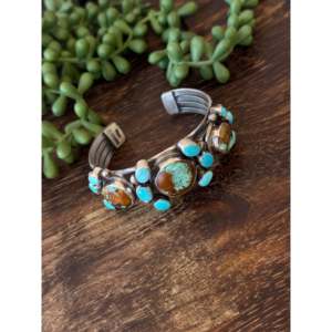 Kathleen Chavez Multi Turquoise & Sterling Silver Cluster Fashion Cuff Bracelet - Product Image 4