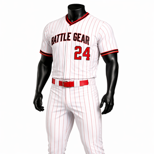 Custom White Pinstripe <b>Baseball</b> Uniform <b>Set</b> OEM Polyester Breathable Team Jersey Pants Wholesale Sportswear - Product Image 3