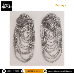 ต่างหูแบบห้อยสำหรับผู้หญิง,ต่างหูแบบปักด้วยมือปรับแต่งได้สำหรับรูปร่างพวงมาลัยสีเงินสีเทา3ตัดลูกปัด - Product Image 2