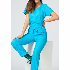 Ensembles d'uniformes de gommage col montant manches courtes femmes infirmière uniforme ensemble élastique séchage rapide vêtements chirurgicaux - Product Image 3