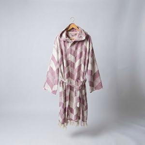 Peignoir turc en tissu éponge à chevrons, à capuche, 2 couleurs - Product Image 3