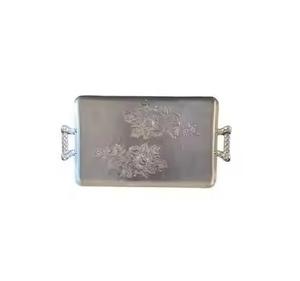 Luxury Designed Aluminum Casted Serving <b>Tray</b> With <b>Black</b> Handle Unique Designed Serving Storage Available at Cheapest Price - Product Image 4