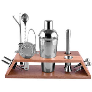 Juego de barras de acero inoxidable y madera de primera calidad Colección de artículos de Bar de diseño clásico con estilo - Product Image 1