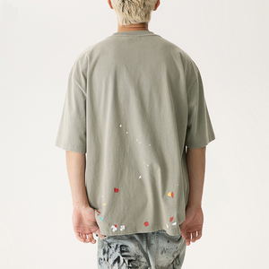 เสื้อยืดโอเวอร์ไซส์แบบเรียบ สไตล์วินเทจ ผ้าฝ้ายออร์แกนิค 100% คุณภาพสูง ทรงหลวม สตรีทแวร์ ผลิตตามสั่ง (OEM) - Product Image 2