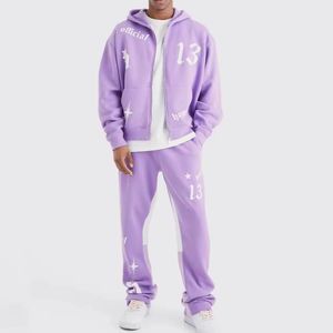 Ensemble de pantalons de survêtement et sweat à capuche délavés à l'acide lourds de haute qualité survêtement Vintage avec logo personnalisé vêtements d'entraînement sweats à capuche unisexes en polaire - Product Image 5