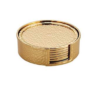 Posavasos Redondo de Metal con Acabado Dorado, Elegante Base para Bebidas para el Hogar, Hoteles y Restaurantes, un Toque Decorativo para la Mesa - Product Image 6