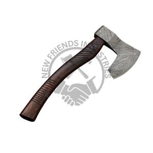 Hacha de Acero de Damasco Forjado de Primera Calidad con Mango de Madera de Palisandro y Hermoso Funda de Cuero, Hacha Resistente para Proyectos de Bricolaje - Product Image 2