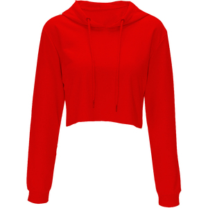 Nueva moda mujer con capucha Crop Fleece poliéster sudaderas 100% algodón ropa de calle de moda con logotipo frontal para invierno - Product Image 6