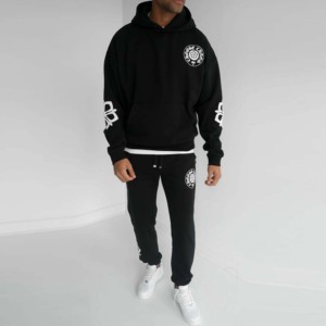 Streetwear OEM personnalisé impression 3D bouffante fermeture éclair complète sweat à capuche et pantalon de survêtement pour hommes ensemble survêtement jogging délavé à l'acide pour garçons - Product Image 1