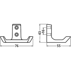 Hermeta <b>Wall</b> <b>Hook</b> Double a 55mm X 43mm Coat Rack - Product Image 3