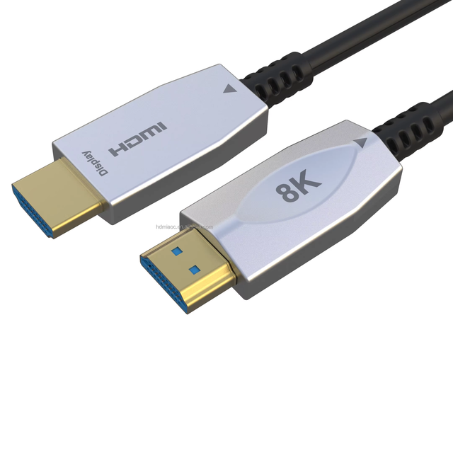 HDMI AOC 2.1 Cable 8K 60Hz 48Gbps Silver Color Zinc Alloy Active Optical Fiber Cable,5m 10m 30m 50m 100m
