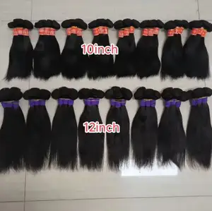 Vente en gros prix bon marché faisceaux de cheveux humains noirs 8 pouces tissage de cheveux en stock extension de cheveux humains
