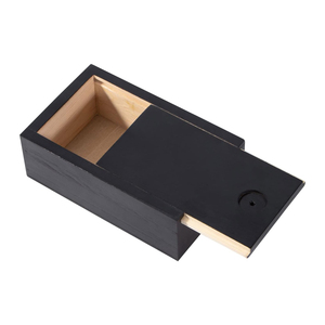 Caja de madera antigua negra de lujo con tapa deslizante Caja de almacenamiento de madera de pino para joyería Recuerdo del Tesoro Organizador vintage - Product Image 1