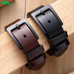 Cinturón de Hombre de Alta Calidad, Ecológico y Duradero, con Logotipo Personalizado, Material de Cuero Vacuno, Diseño Sólido, Hebilla Cuadrada de Aleación, Estilo Formal, 3.3 cm - Product Image 1