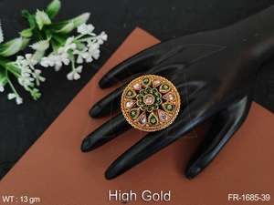 Antique Brass Jewelry High <b>Gold</b> Polish Party Wear Beautiful Fancy Style Adjustable Antique Finger <b>Rings</b> - Product Image 3