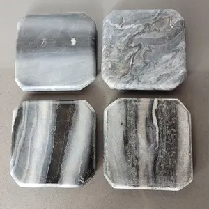 Juego de posavasos de mármol blanco de lujo, almohadillas de piedra hechas a mano para decoración de mesa de cocina, venta al por mayor personalizada - Product Image 3