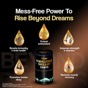 Gouttes de Shilajit pur de l'Himalaya Dabur 30 ml Formule liquide sans dégâts avec mesure précise pour l'énergie, la force et la vitalité - Product Image 4