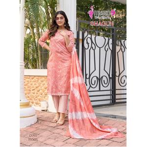 Nuevo tradicional 14 KG rayón mujer Maruti moda indio paquistaní boda Top pantalón conjunto Nazneen Tie-Dye estampado bordado - Product Image 1