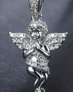 Pendentif en diamant de laboratoire de conception d'ange à couper le souffle en or massif 10kt de haute qualité pour unisexe - Product Image 6