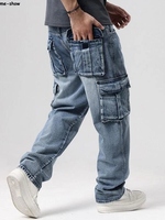 Jeans Baggy Cargo pour Hommes Pantalon Streetwear en Denim Vintage avec Poches Utilitaires Pantalon de Skateboard Coupe Ample Style Rappeur