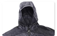 Sweat-shirt en jean à capuche oversize pour homme, couleur unie, décontracté, en coton délavé avec poches, style automne, coupe classique