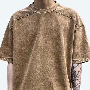 Camiseta lavada con ácido de algodón 100% para hombre, diseño de logotipo personalizado, hombro caído de gran tamaño de alta calidad para un ambiente informal genial - Product Image 2