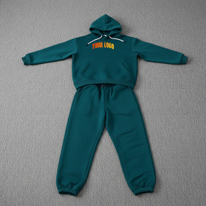 Set <span class=keywords><strong>2</strong></span> Pezzi Personalizzato OEM/ODM in Pile 100% Cotone, Felpa con Cappuccio e Pantaloni Jogger Tinta Unita con Logo Ricamato per Donna - Product Image 4