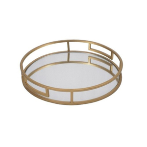 Plateau en aluminium doré et miroir fait à la main avec finition élégante Parfait pour les décorations de mariage élégantes et les accessoires de salle à manger - Product Image 2