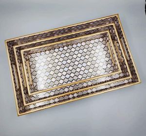 Antiguo decorativo oro esmalte impreso pájaro madera decoración servir bandeja conjunto para el hogar Hotel restaurante para Ramadán bandeja decorativa - Product Image 5