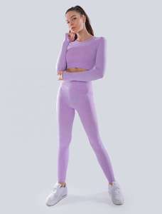 Transpirable Spandex Gym Workouts Yoga Butt Lift Tejido de punto Cintura alta Leggings deportivos para mujeres - Product Image 5