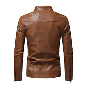 Veste d'hiver décontractée pour homme en cuir de vachette de qualité supérieure, col montant, impression de logo sur le devant, respirante et écologique - Product Image 2