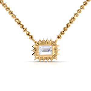 สร้อยคอจี้เพชรทรงเอเมอรัลด์ 1 กะรัต ดีไซน์หรูหรา ประดับเพชรแล็บทรงซันเบิร์สต์ ทองคำ 18K สีเหลือง ขาว และโรสโกลด์ สำหรับผู้หญิง - Product Image 2