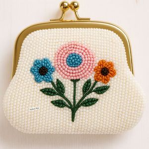Cute Cartoon <b>Beaded</b> Coin Purse Wholesale Handmade Pearl Pouches With Metal Frame - Product Image 2