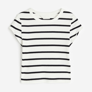 Camisetas de moda para chicas adolescentes con logotipo personalizado, camiseta sólida con cuello en V y botones para chicas - Product Image 3