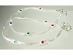 Magnifiques chevillères en argent avec pierres précieuses colorées, chevillères en argent sterling 925 pour femmes et filles, à porter lors de mariages et de fêtes - Product Image 3